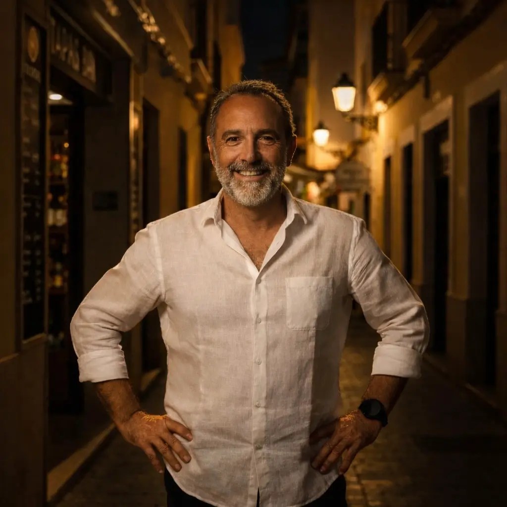 Profesional de negocios local en Dénia en tema oscuro